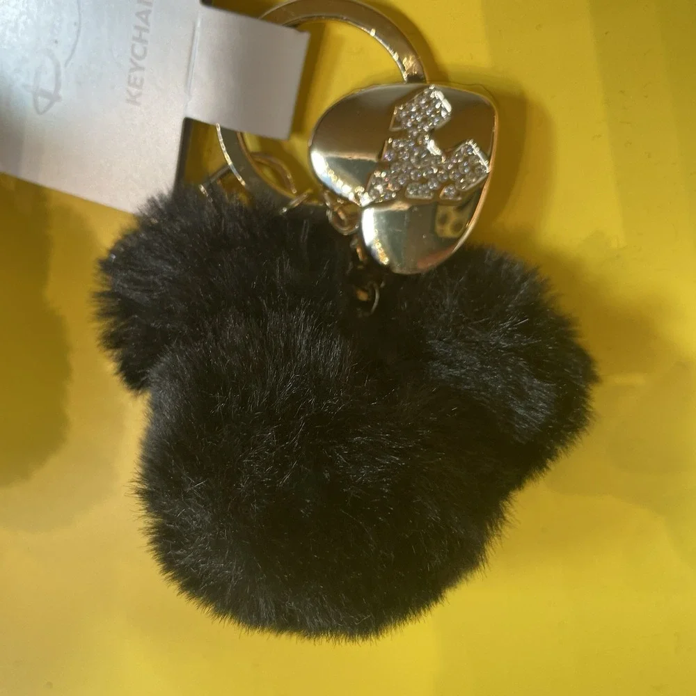 2025 Disney Parks Mickey Mouse Ear Icon Castle Plush Pom Pom  Keychain Bag Charm - Picture 2 of 2